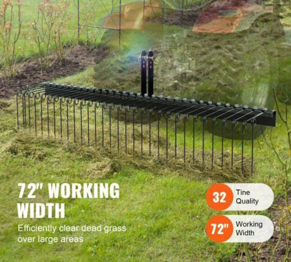 Tow Behind Landscape Rake 72"/183 cm Lawn Dethatch - Image 4