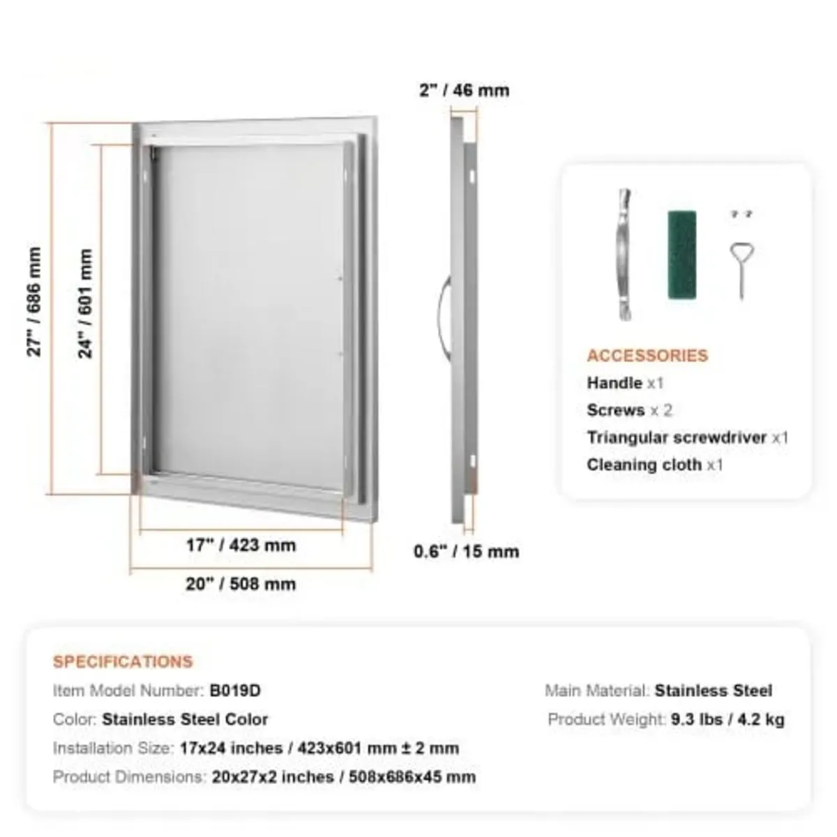 BBQ Access Door, 508x686 mm Single Outdoor Kitchen - Image 4