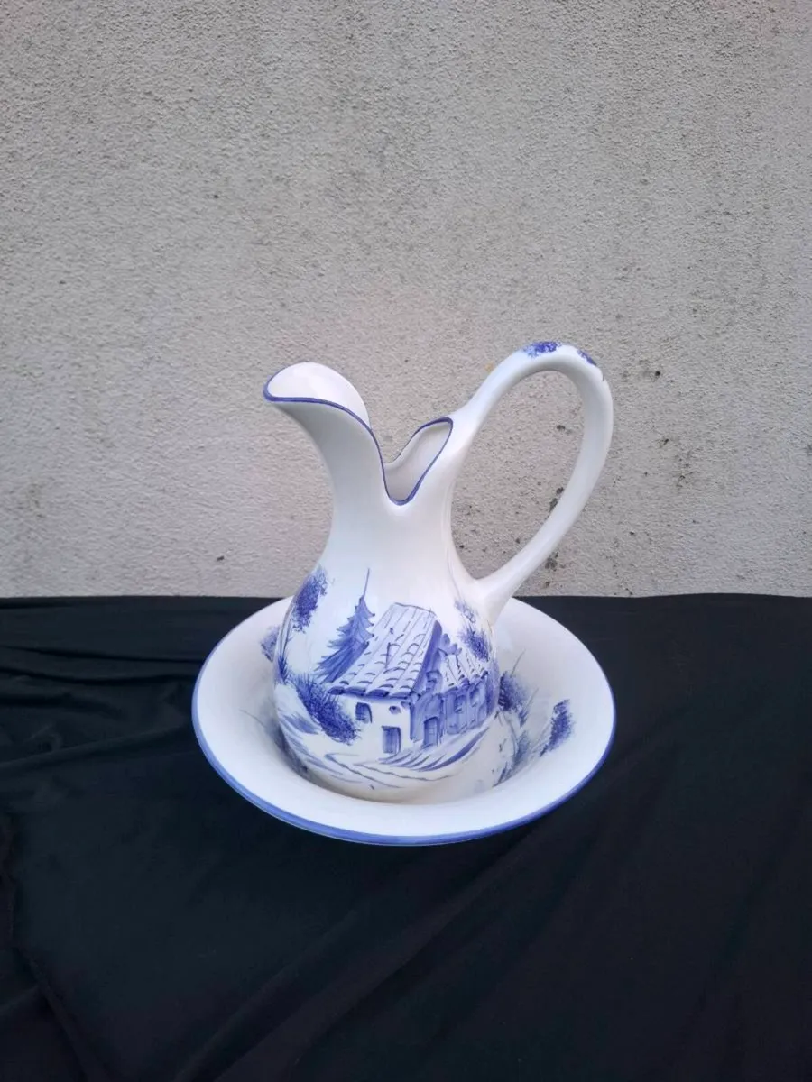 Ceramic blue washing jug set postage possible - Image 1