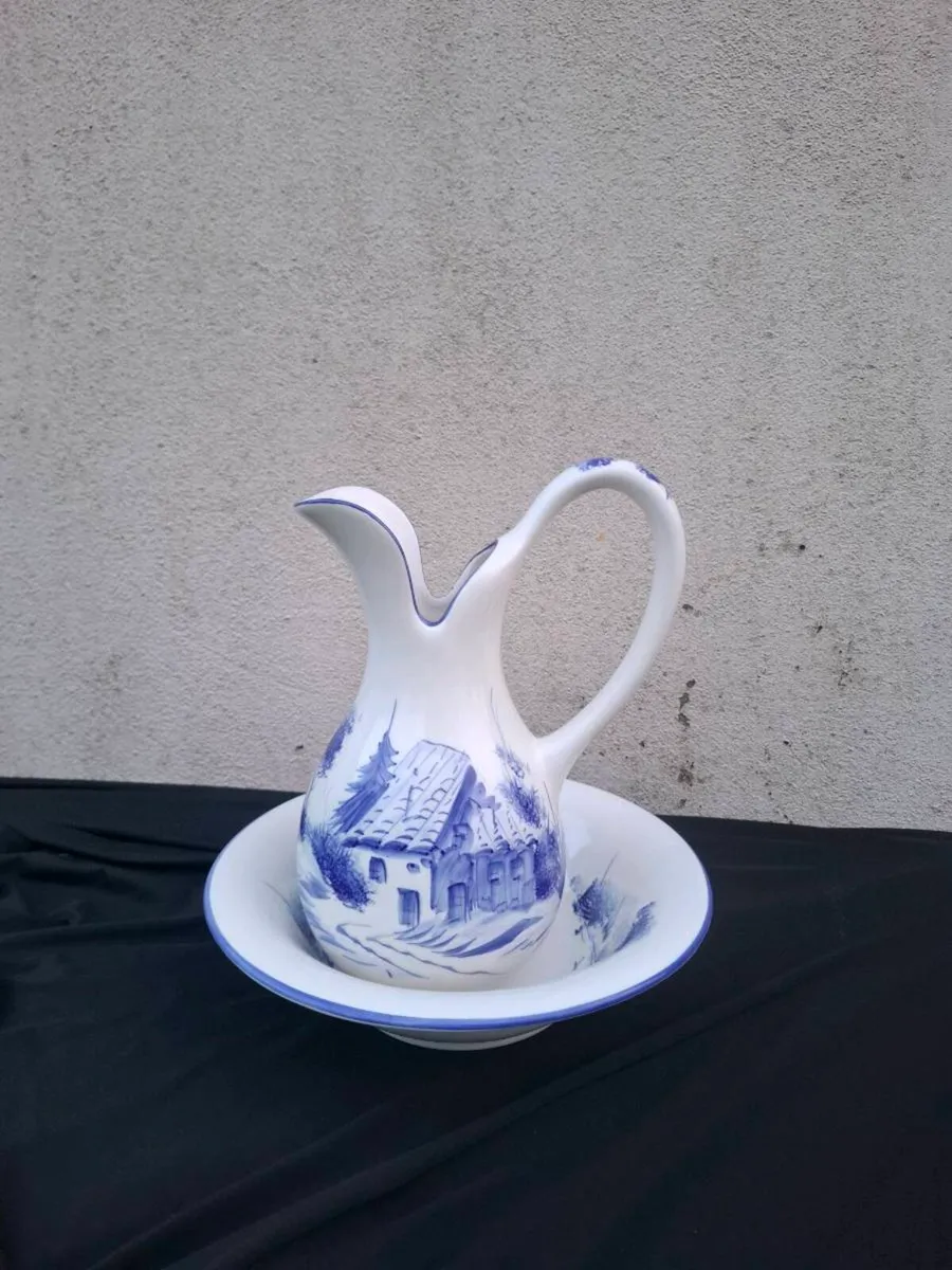 Ceramic blue washing jug set postage possible - Image 2