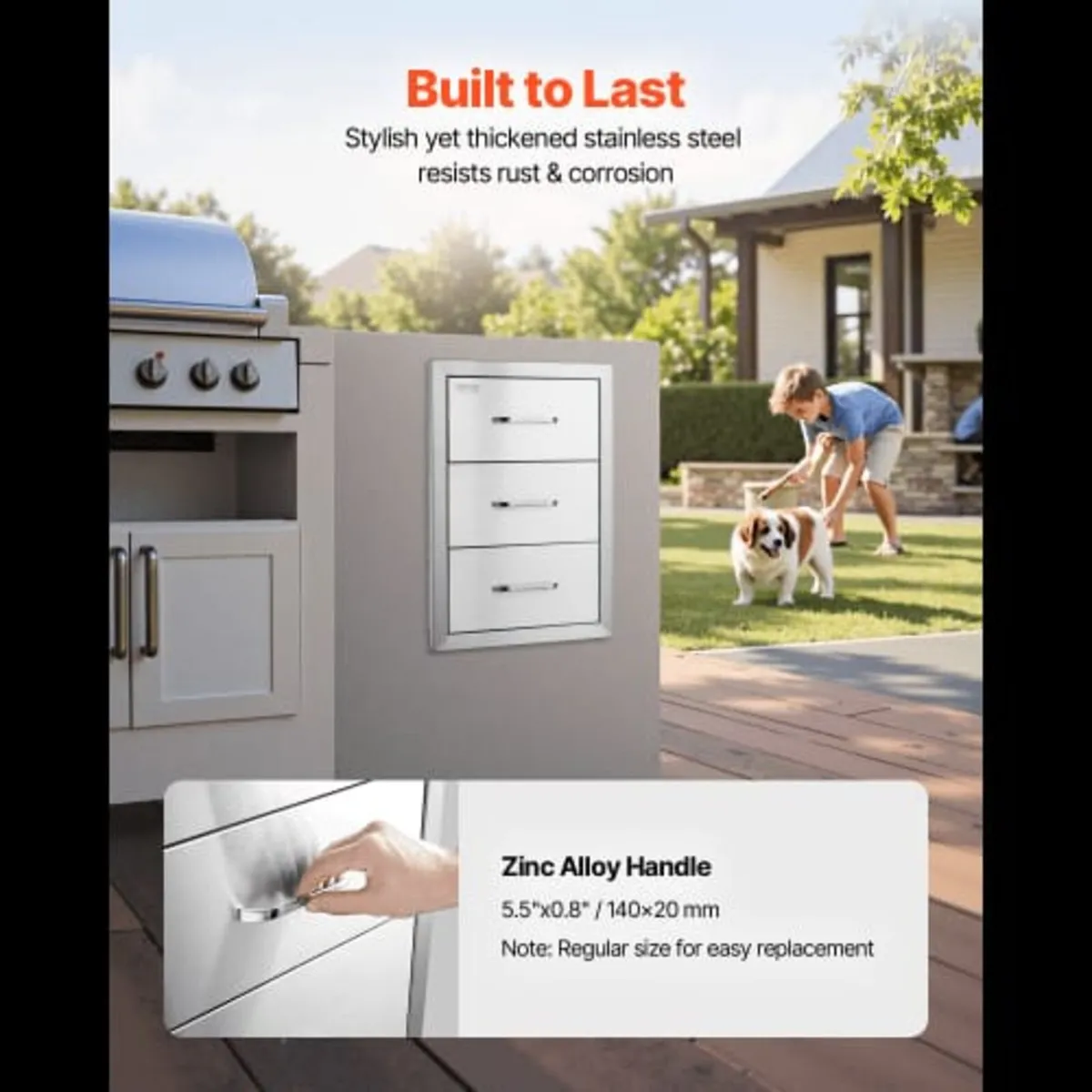 201 Stainless Steel Triple Access Drawer Outdoor K - Image 2
