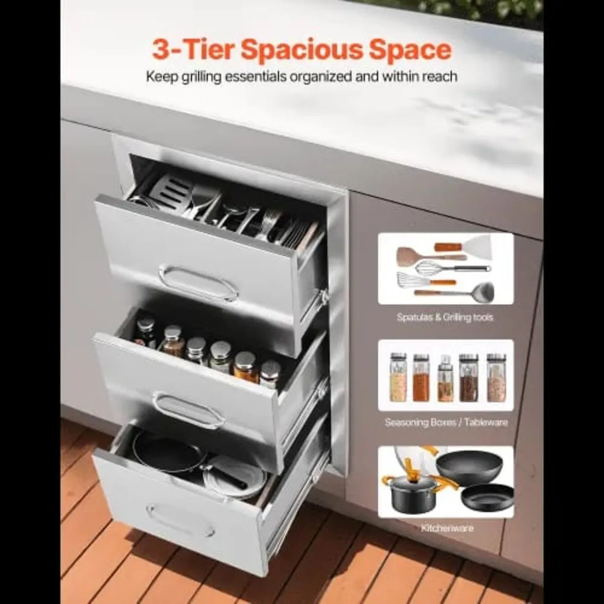 Outdoor Kitchen Drawers 16" W x 28.5" H x 20.5" - Image 4