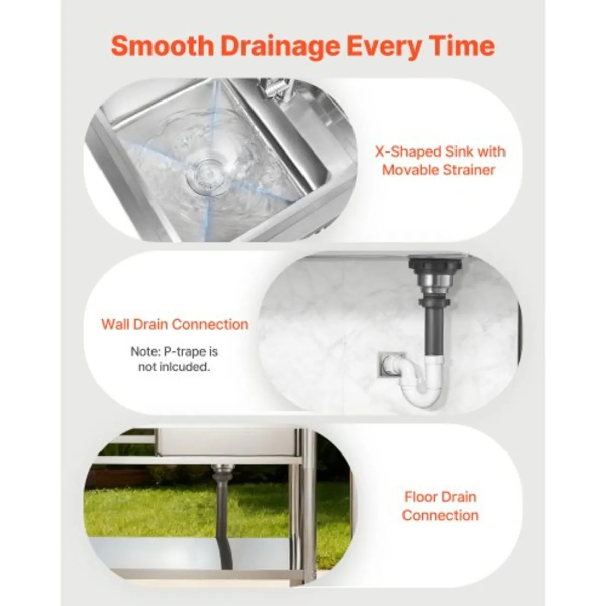 Stainless Steel Utility Sink, Rolling Single Bowl - Image 2
