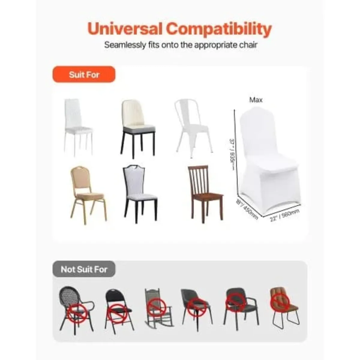 Stretch Spandex Folding Chair Covers, Universal Fi - Image 3