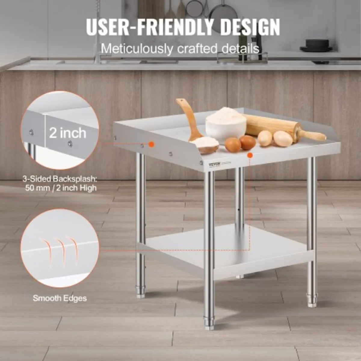 Stainless Steel Work Table, 24 x 24 x 26 Inch Comm - Image 2