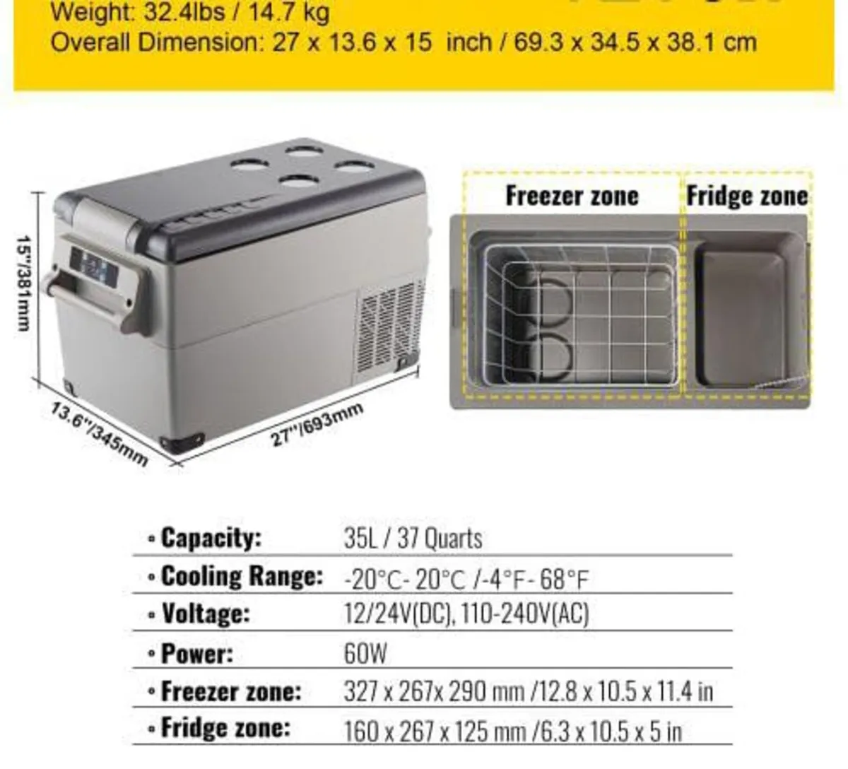 Car Refrigerator 35L Compressor Portable Small Ref - Image 4