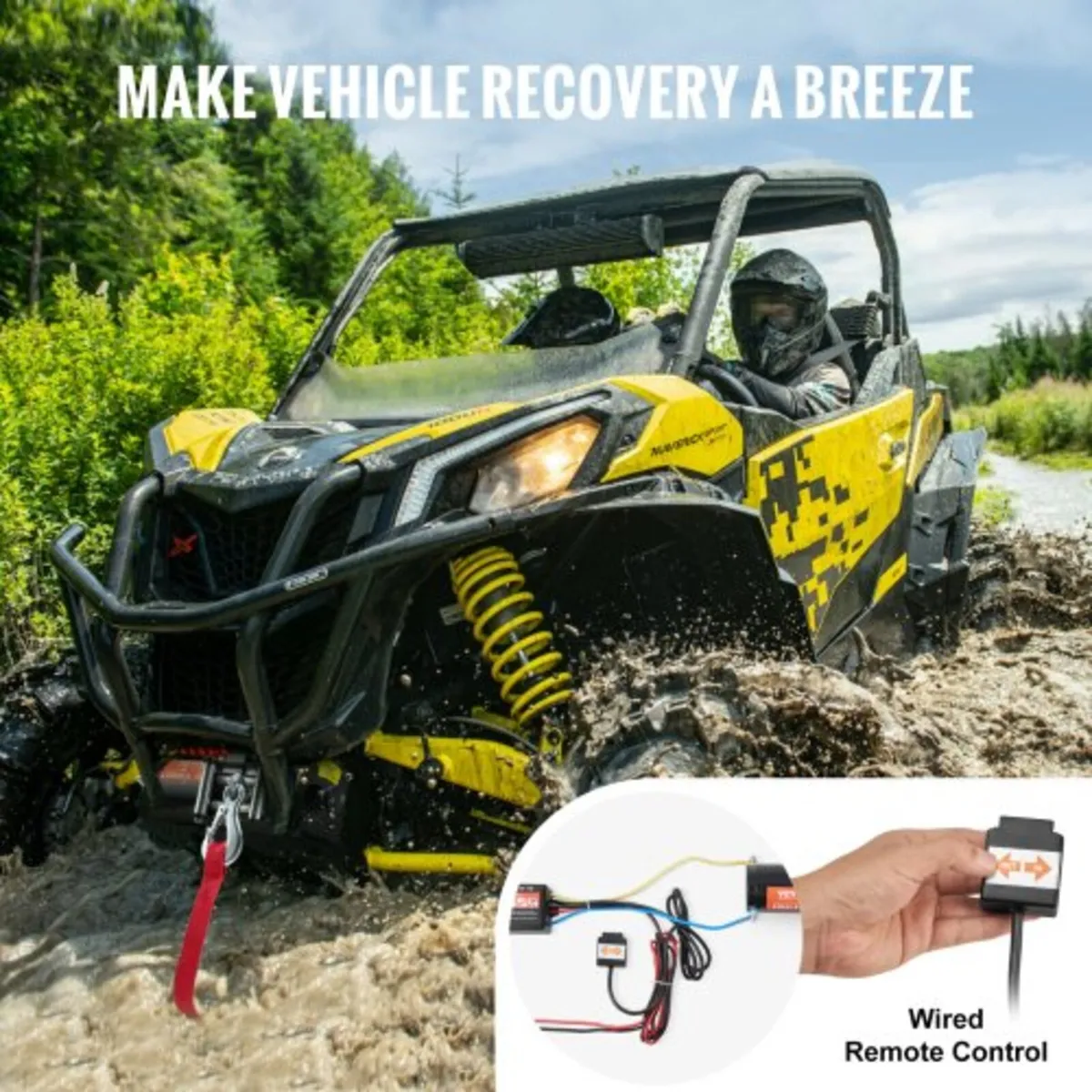 Electric Winch ATV UTV 1360.8 kg Steel Cable IP55 - Image 2