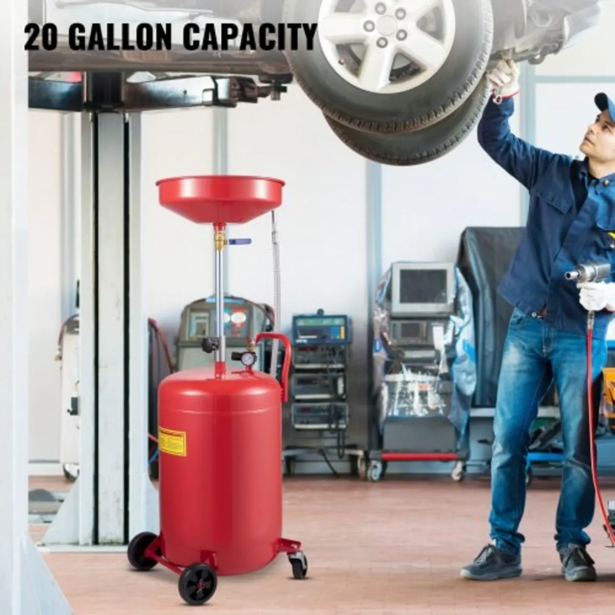 Waste Oil Drain Tank 80 L Portable Oil Drain Air O - Image 2
