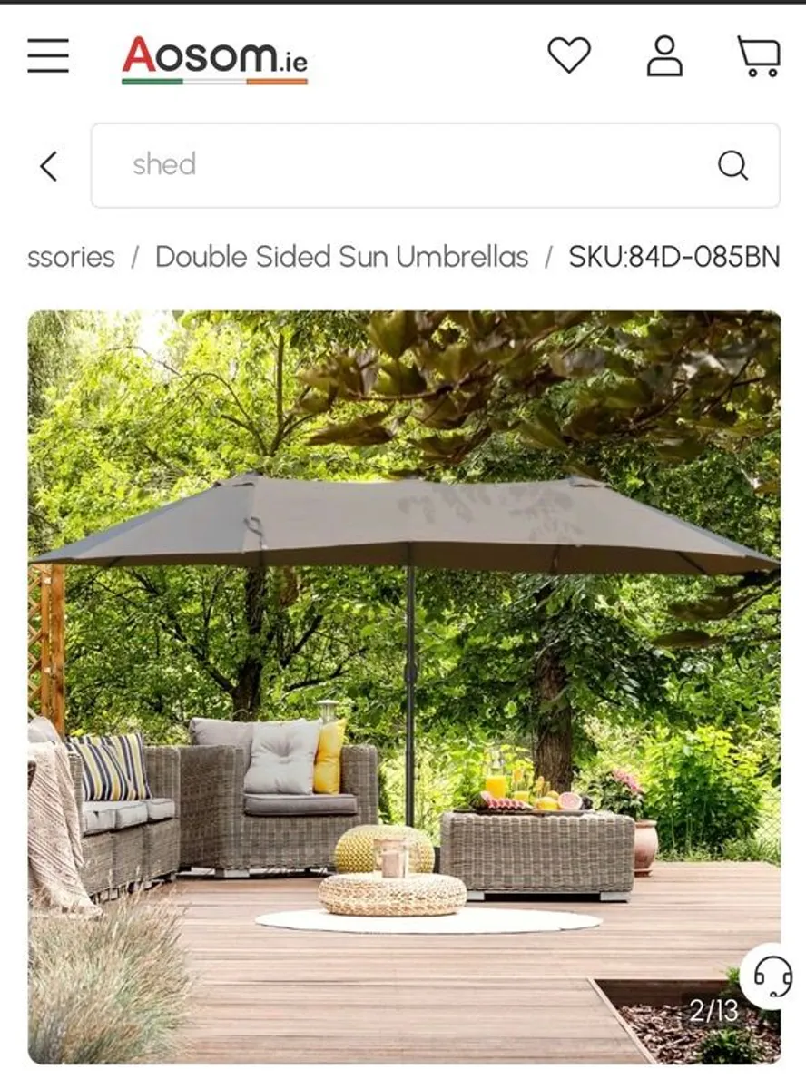 Outsunny 4.6m Garden Parasol Double-Sided Sun Canopy - Image 1