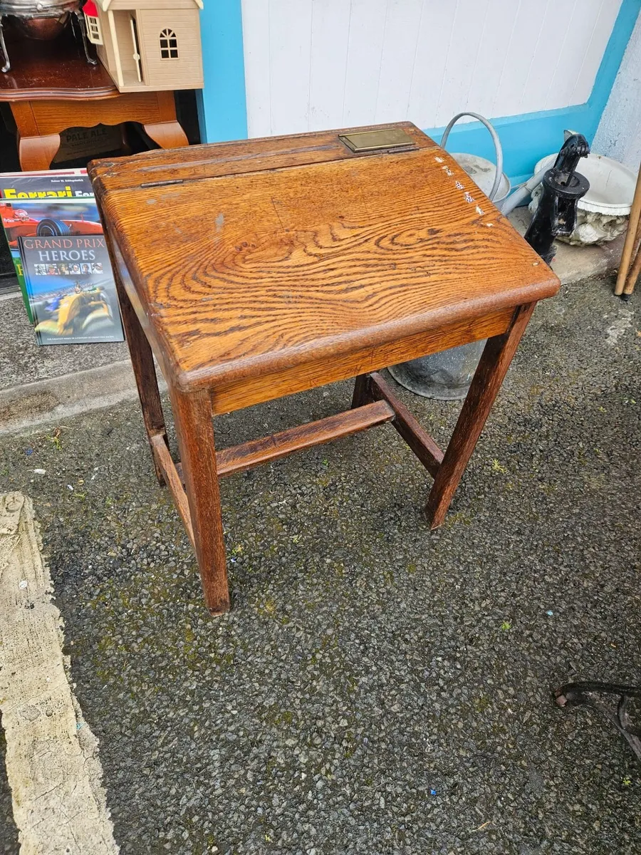 Vintage Oak Childs School Desk - Image 1