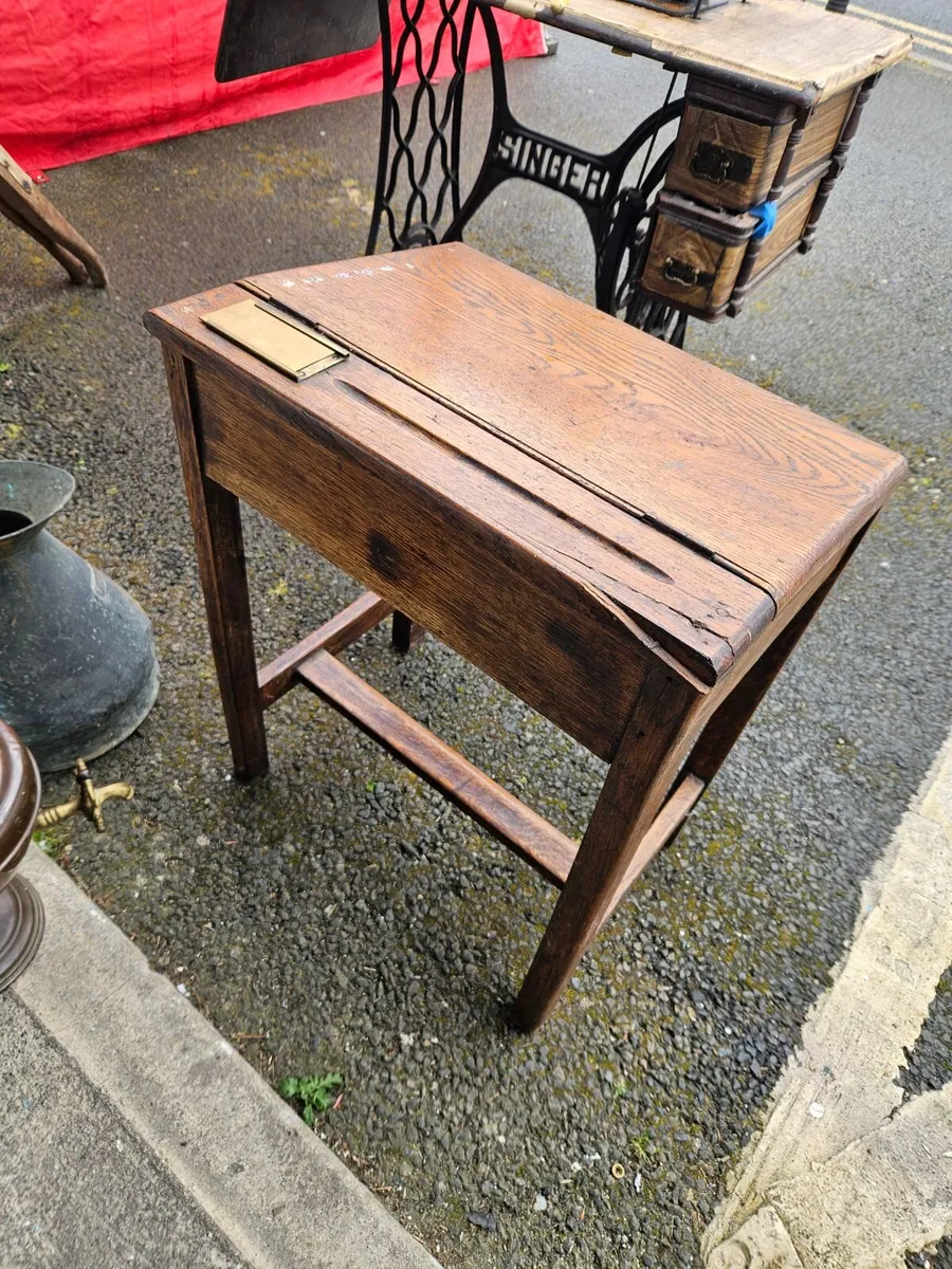 Vintage Oak Childs School Desk - Image 2