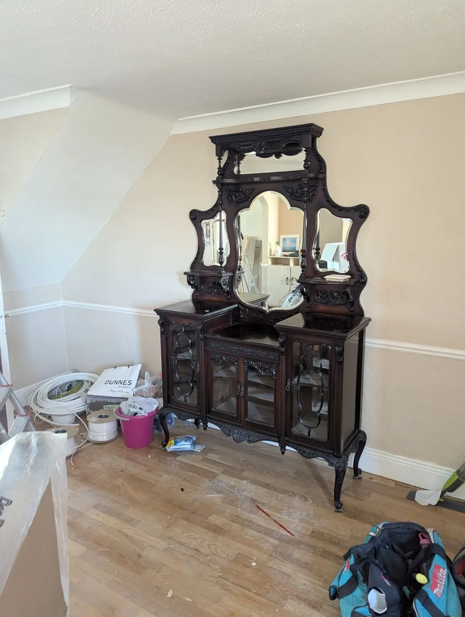 Victorian side cabinates and table and chairs - Image 1