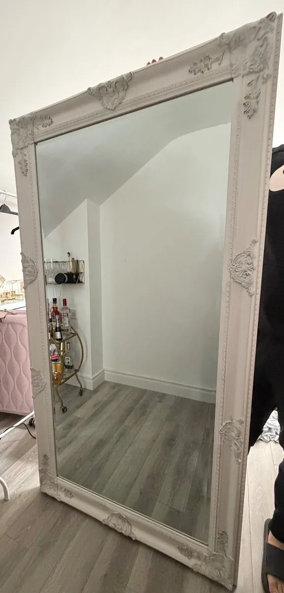 Large White Lean to antique style Mirror - Image 1