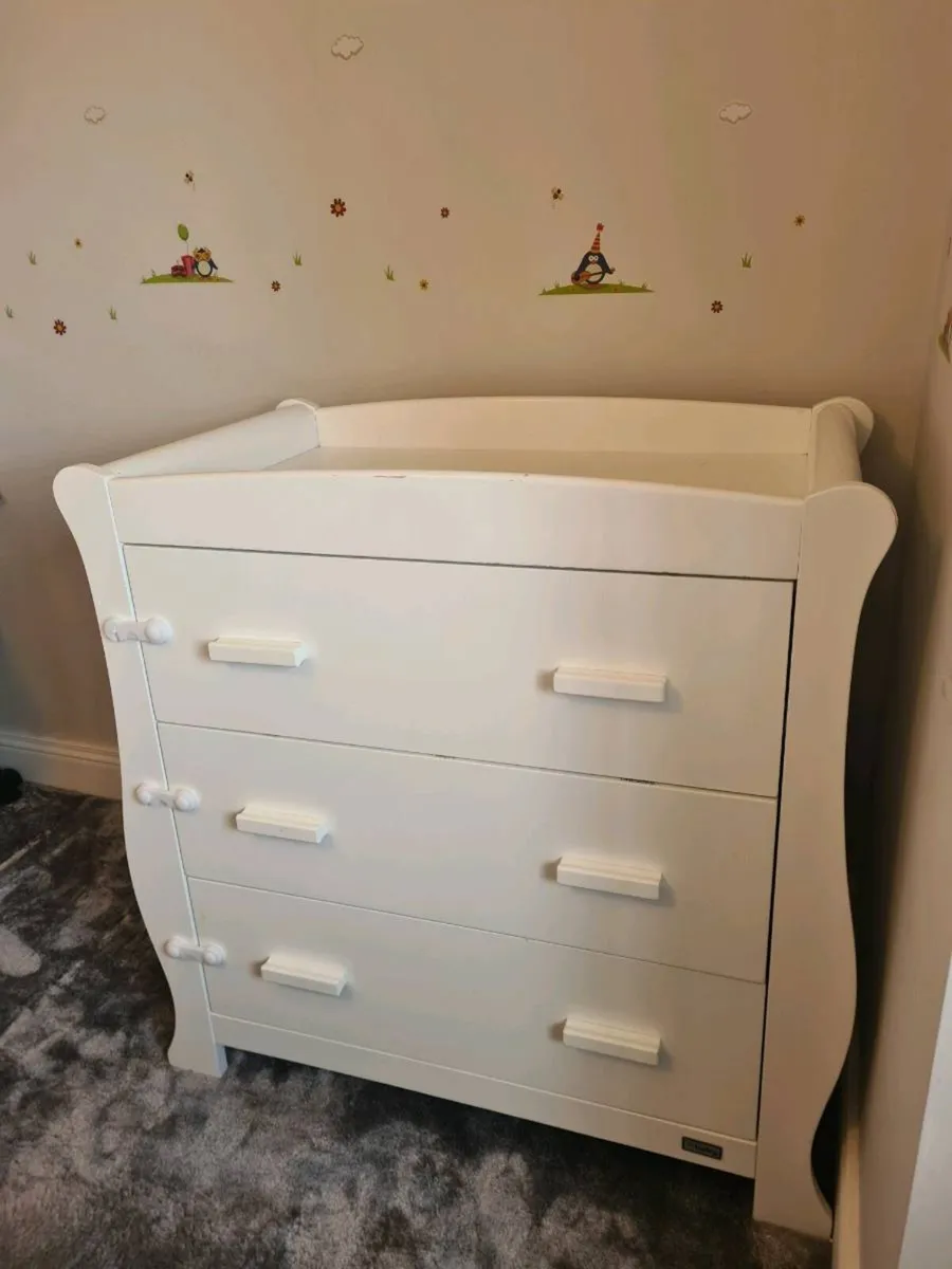 Sleigh Style Baby Changing Table with 3 Drawers