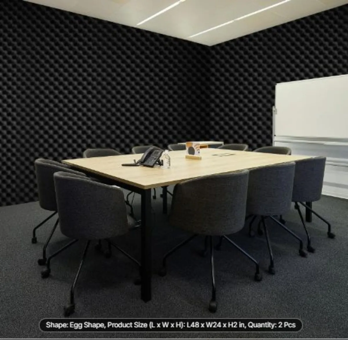 Acoustic Foam Panels, 2 Pack 48 x 24 x 2 inches, - Image 4