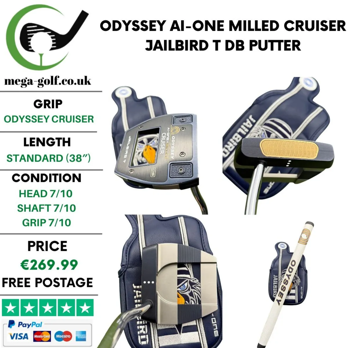 Odyssey Ai-One Milled Cruiser Jailbird T DB Putter - Image 1