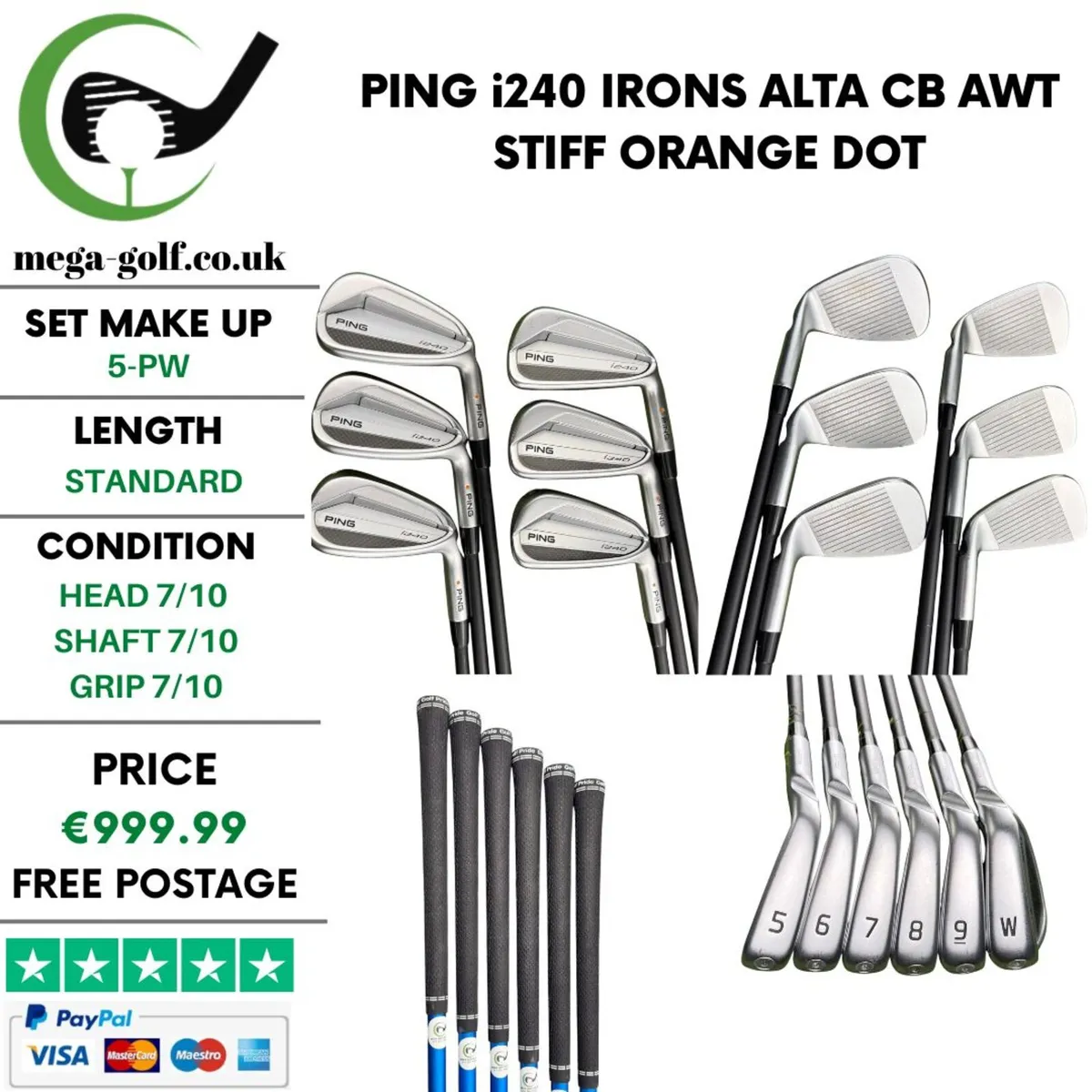 Ping i240 Irons / 5-Pw / Alta CB AWT Stiff - Image 1
