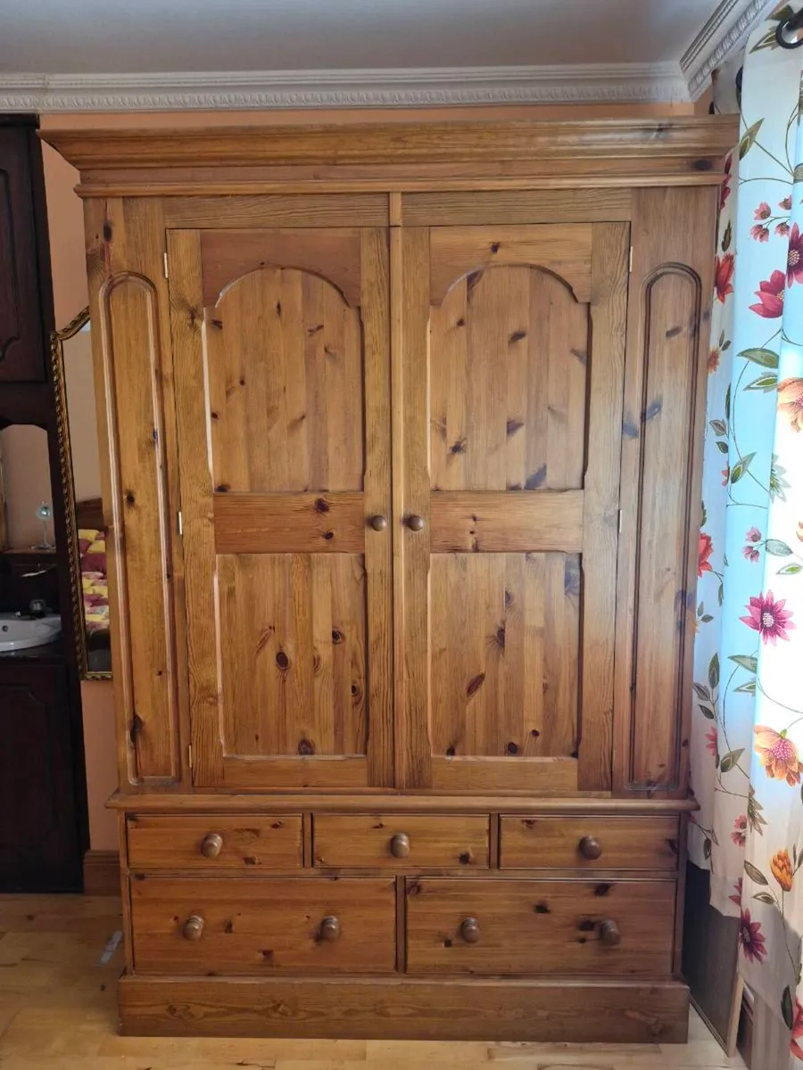 Large Solid Pine wardrobe with 5 Drawers - Image 2