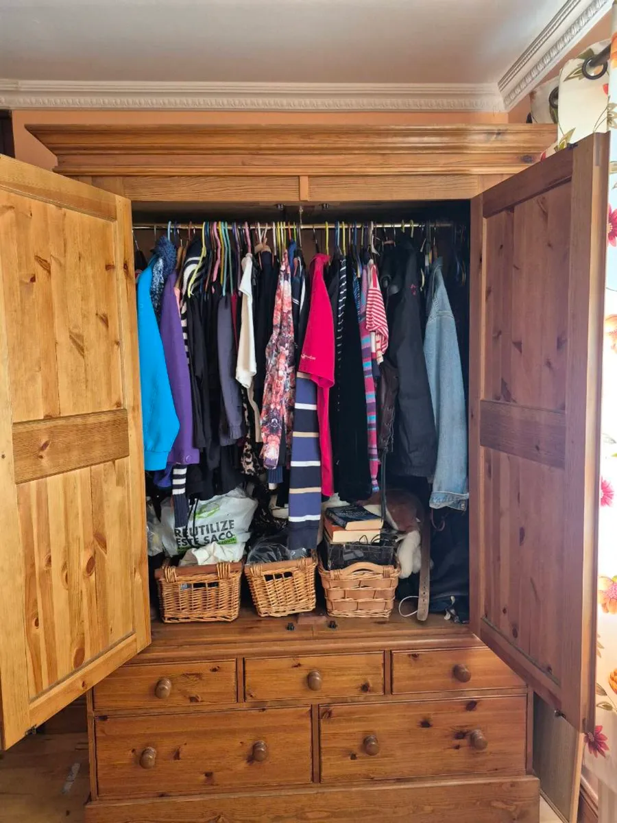 Large Solid Pine wardrobe with 5 Drawers - Image 3