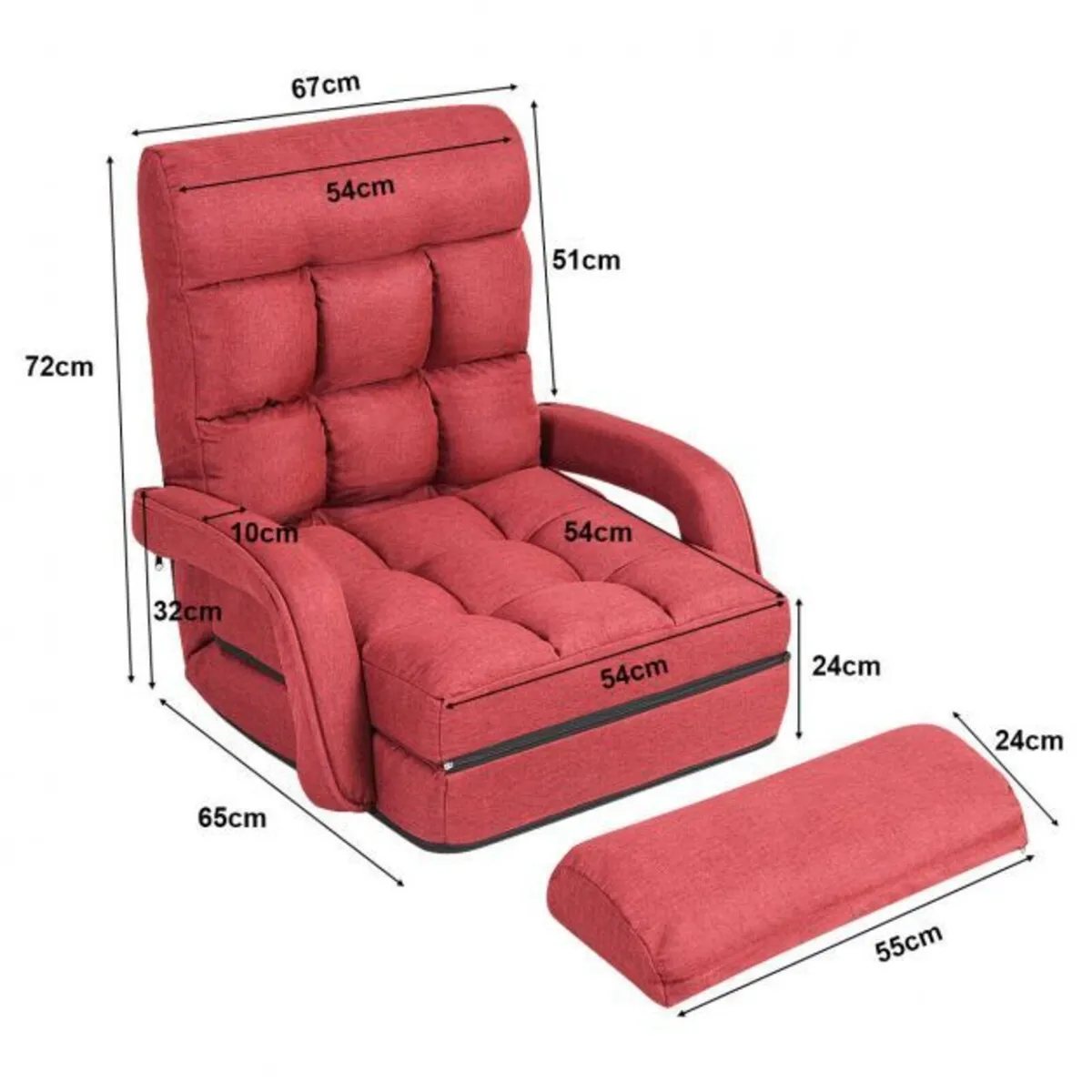 Adjustable Folding Floor Lazy Chair with Pillow - Image 4