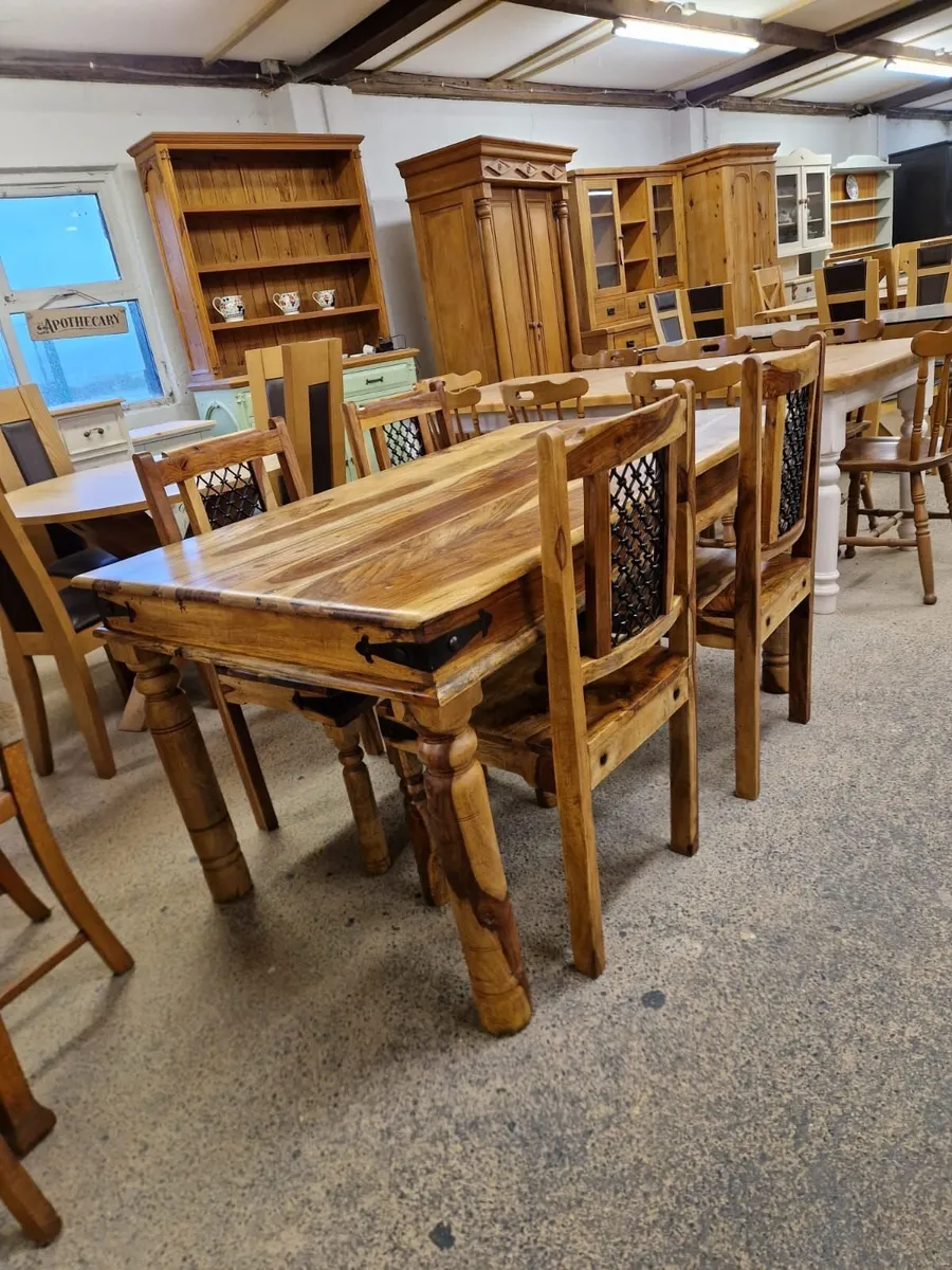 Indian rosewood table, 4 chairs - Image 1