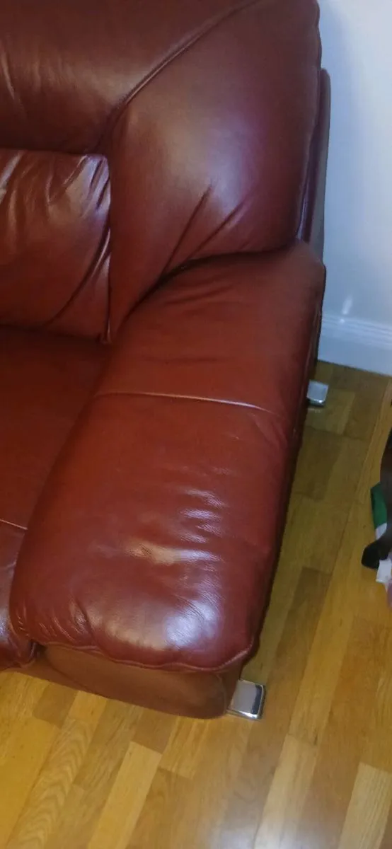 2 seater red leather - Image 2