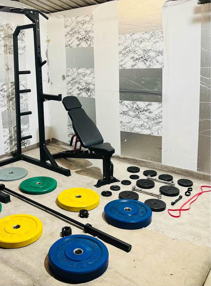 COMMERCIAL BENCH HALF RACK WEIGHTS BARBELL DUM - Image 3