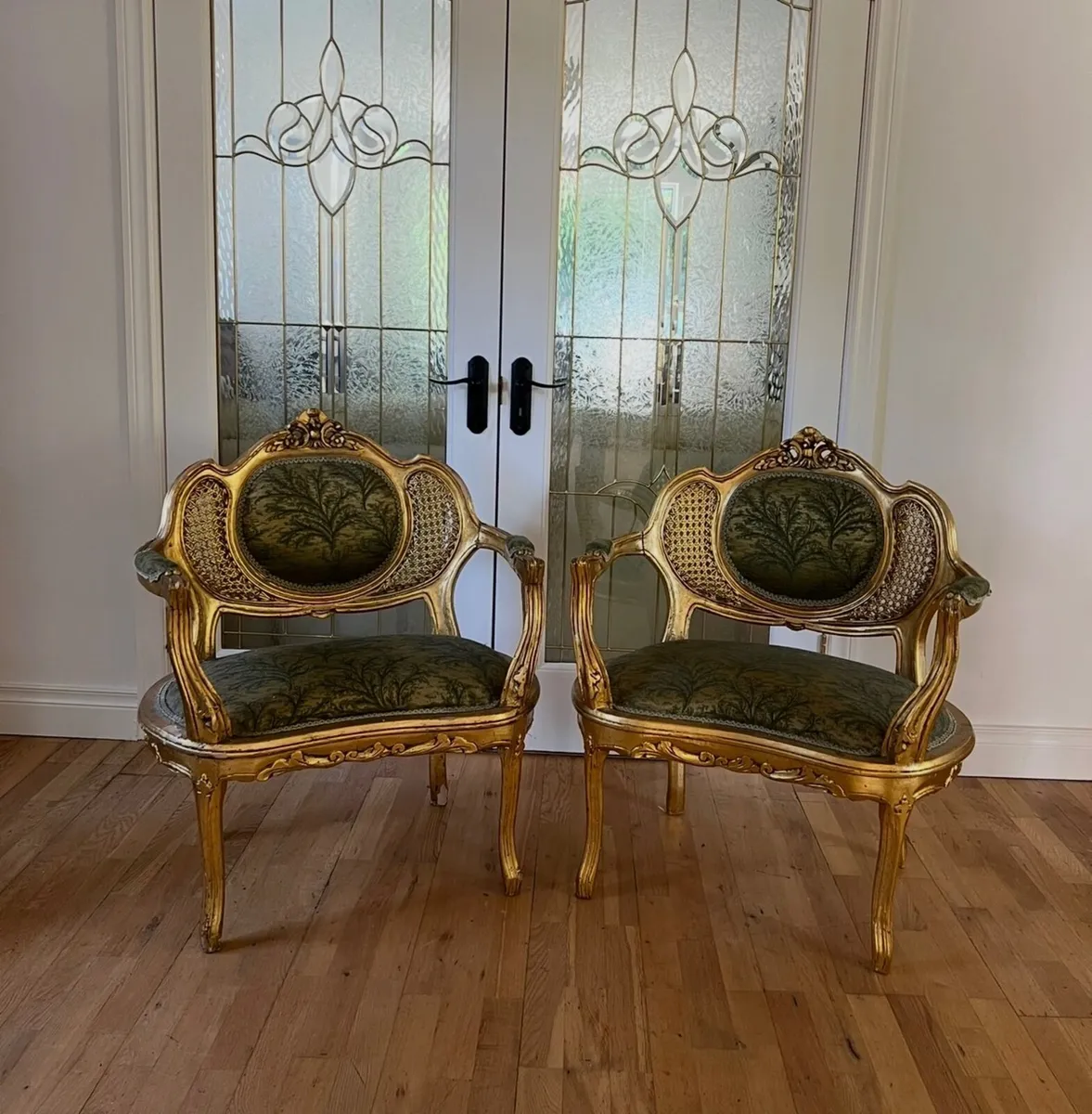 Vintage French Style Gold Accent Chairs (Pair) - Image 1