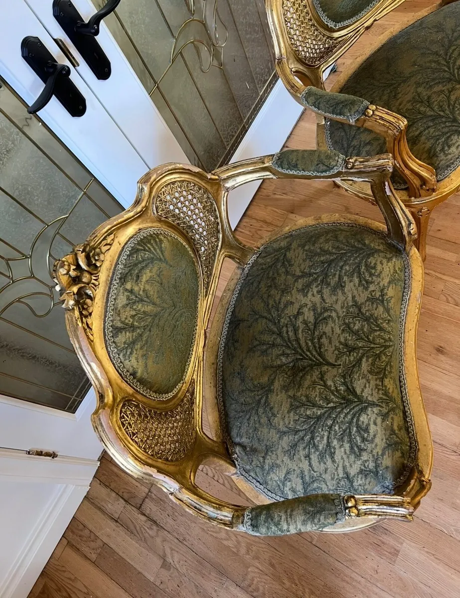 Vintage French Style Gold Accent Chairs (Pair) - Image 4