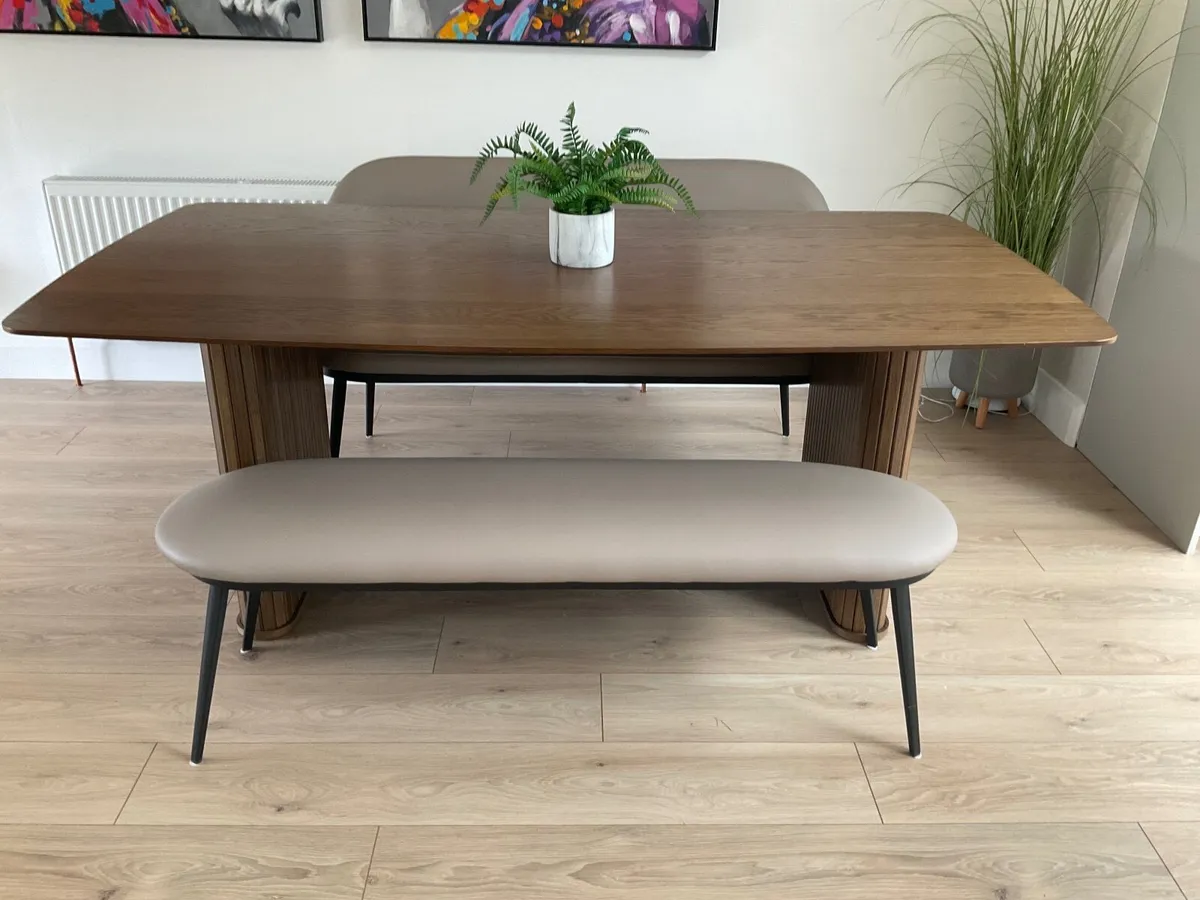Dining Table and 2 Benches - Image 1