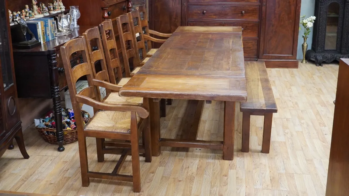 Solid Oak Rustic Dining Set - Image 2