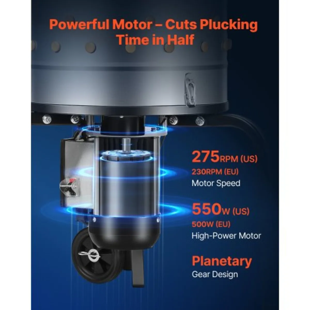 Chicken Plucker Machine, 400mm Drum, 500W & 230RPM - Image 4