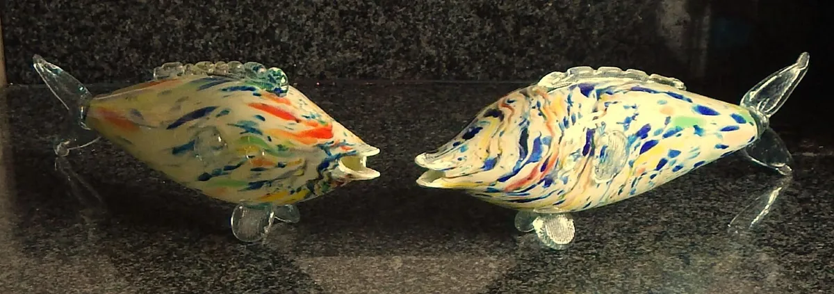 2 Vintage Hand Made Glass Fish - Image 1