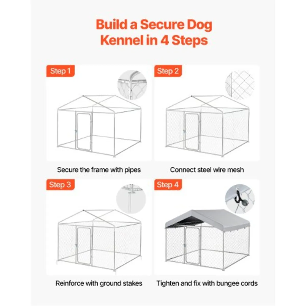 Outdoor Dog Kennel, 2 x 2 x 1.6 m Large Dog Kennel - Image 2