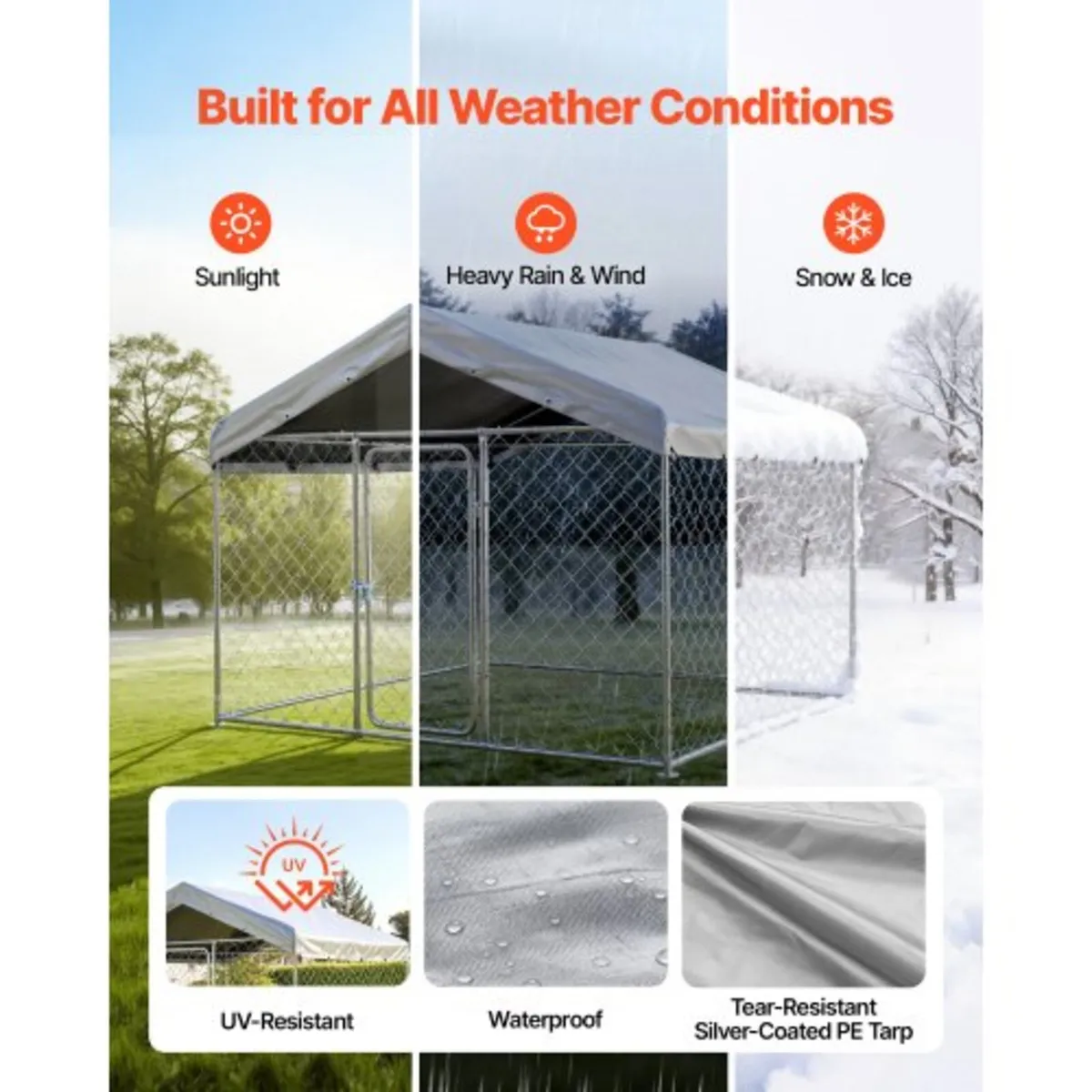 Outdoor Dog Kennel, 2 x 2 x 1.6 m Large Dog Kennel - Image 4