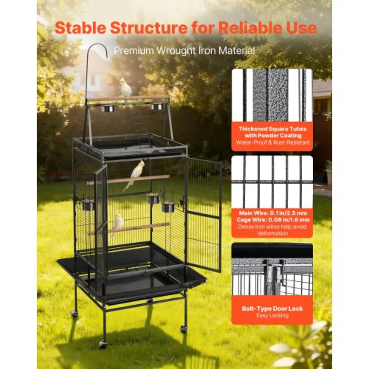 Bird Cage, 830 x 790 x 2100 mm, Open Flat Top, Wro - Image 2