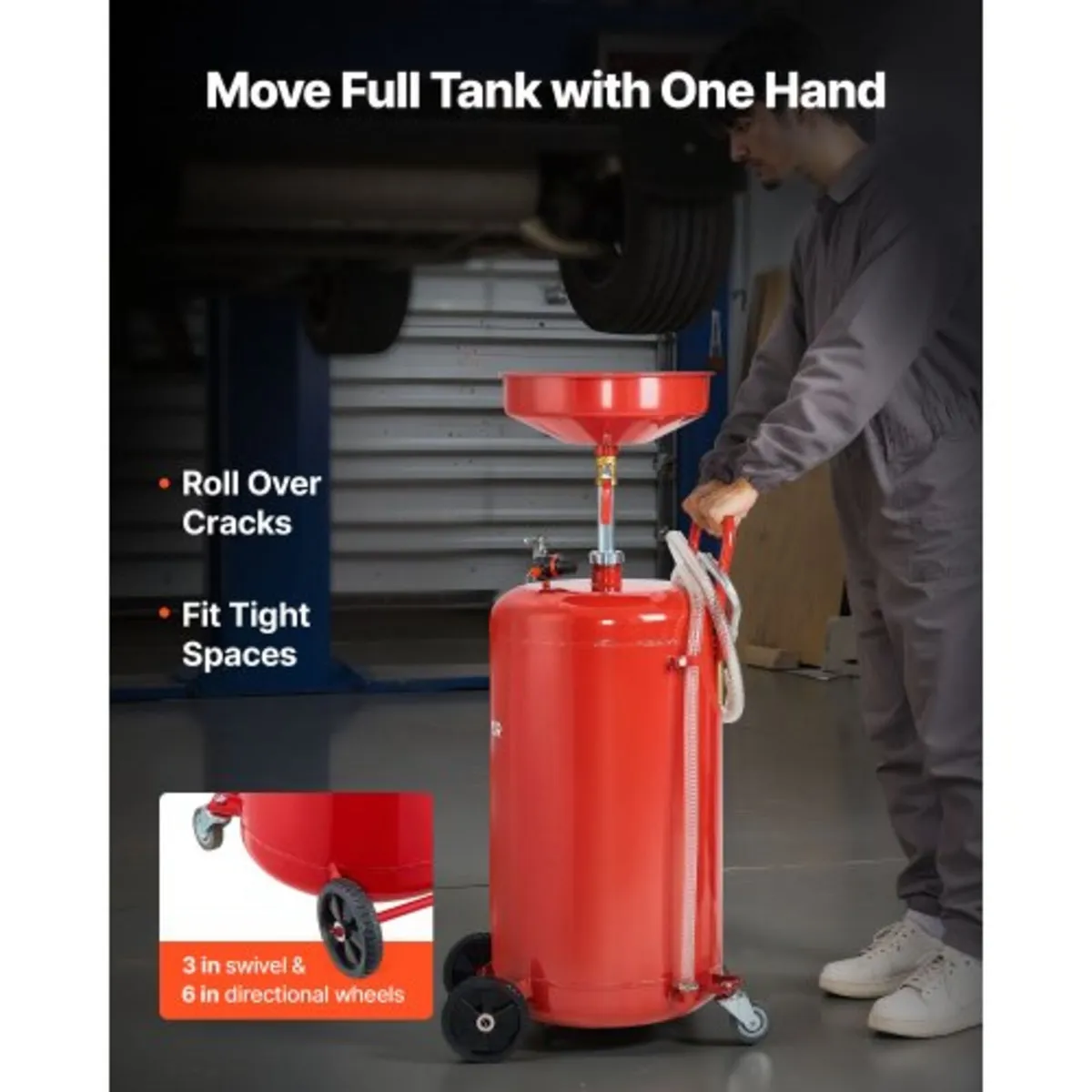 95L Waste Oil Drain Tank, Air Operated Portable Oi - Image 3