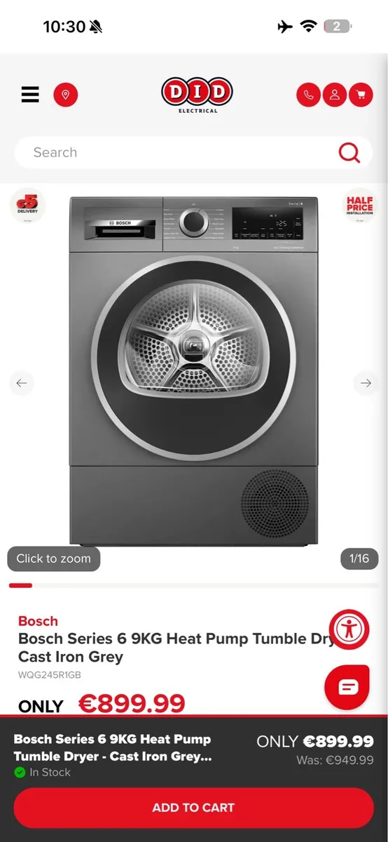 Bosch series 6 9kg heat pump dryer - Image 4