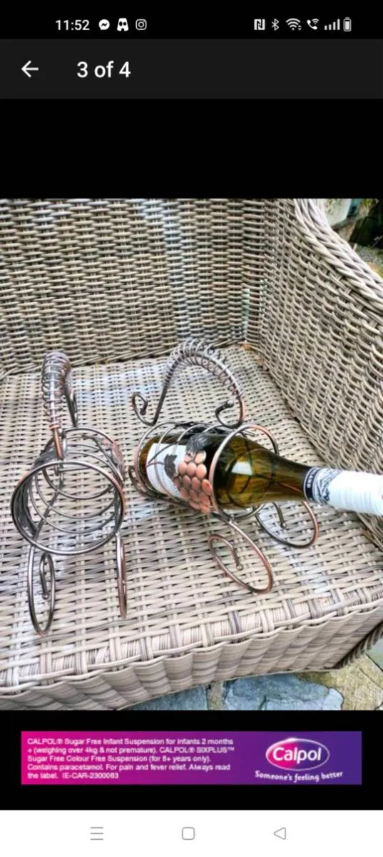 2 Matching steel wine holders never used with Grap - Image 3