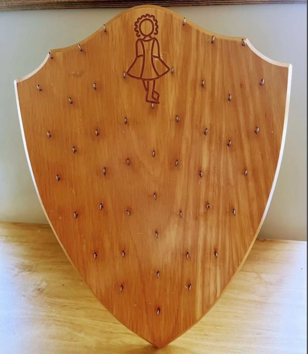 Solid oak medal display shield