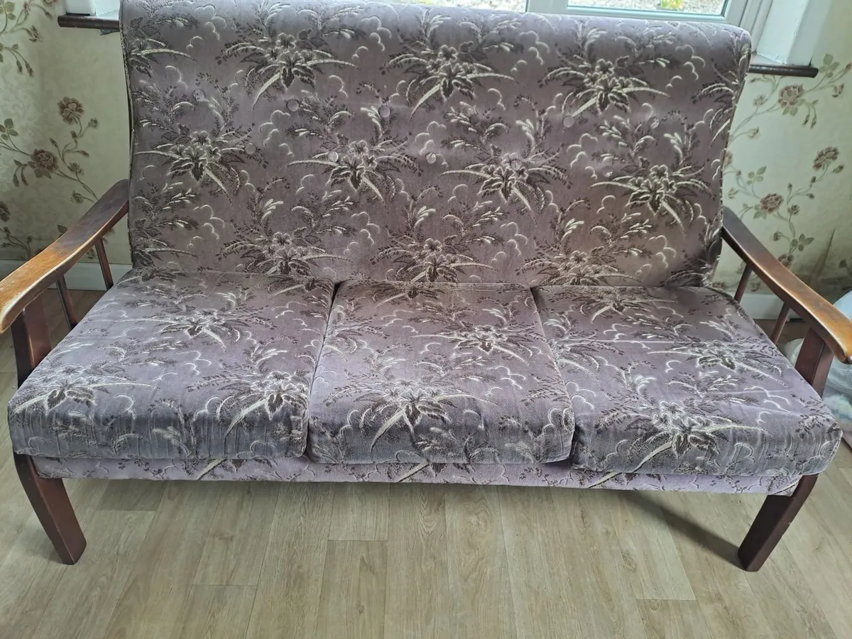 3 Seater Couch,  2 Armchairs, Corner Cabinet - Image 3