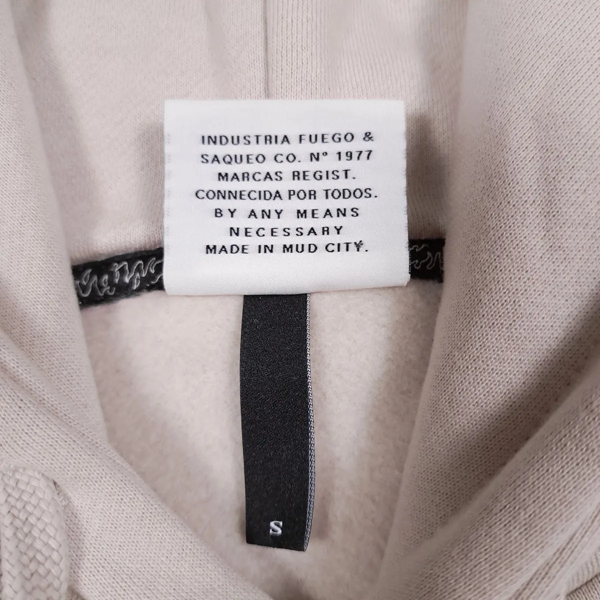 GRMY Beige Graphic Print Hoodie Size S - Image 4