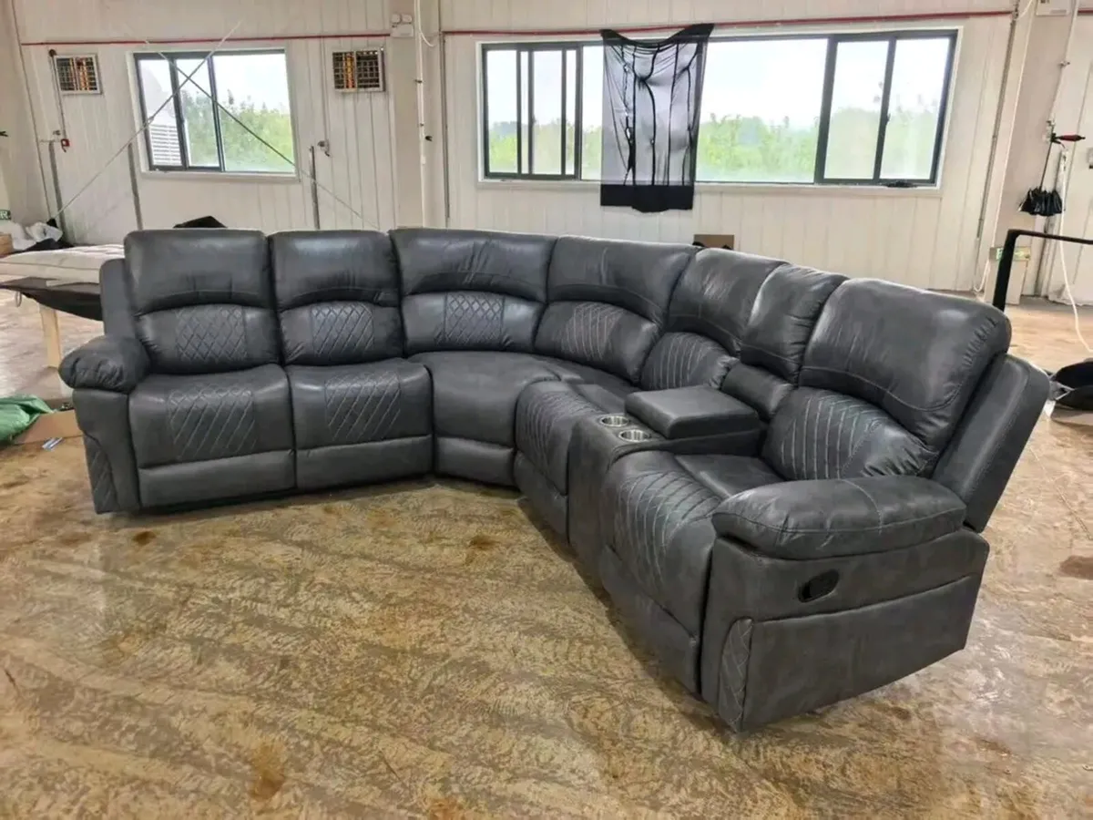 NEW Nando Corner Grey Suede Fabric Sofa - Image 3