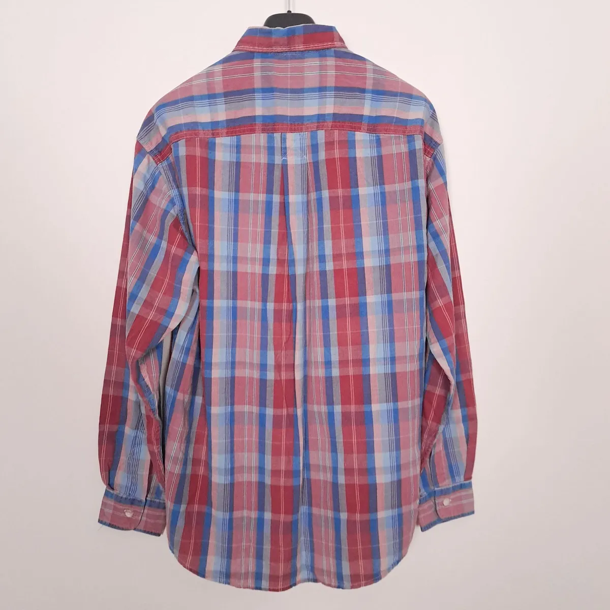 L.L. Bean Red Blue Pink Plaid Flannel Shirt M - Image 4