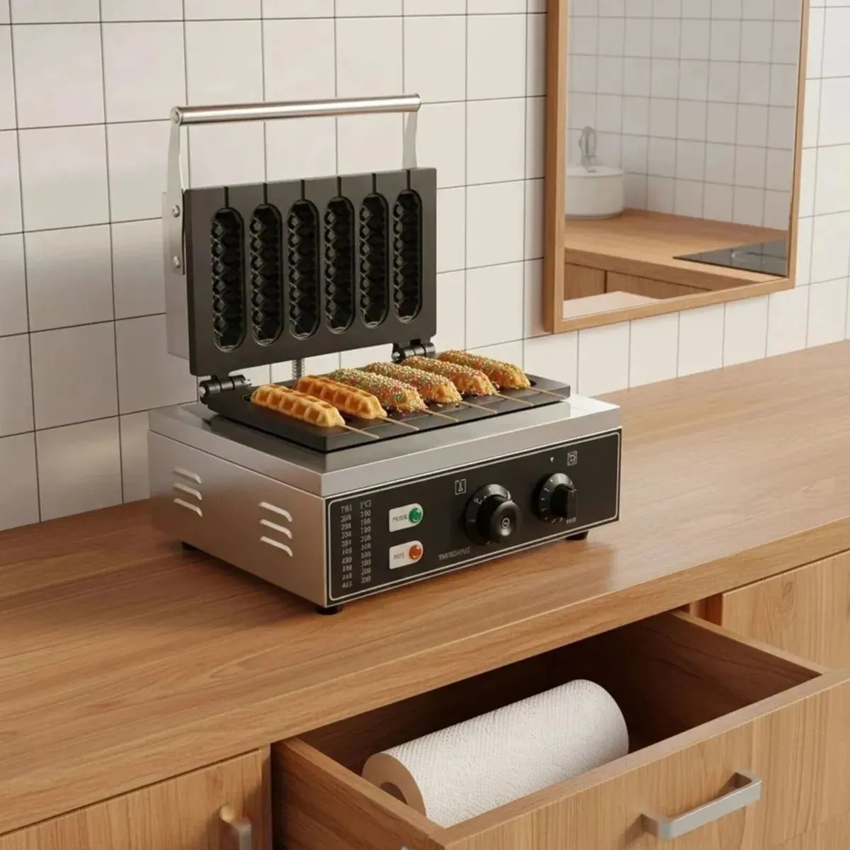 Donut Maker Mini 12 Hole Waffle NonStick Machine - Image 2