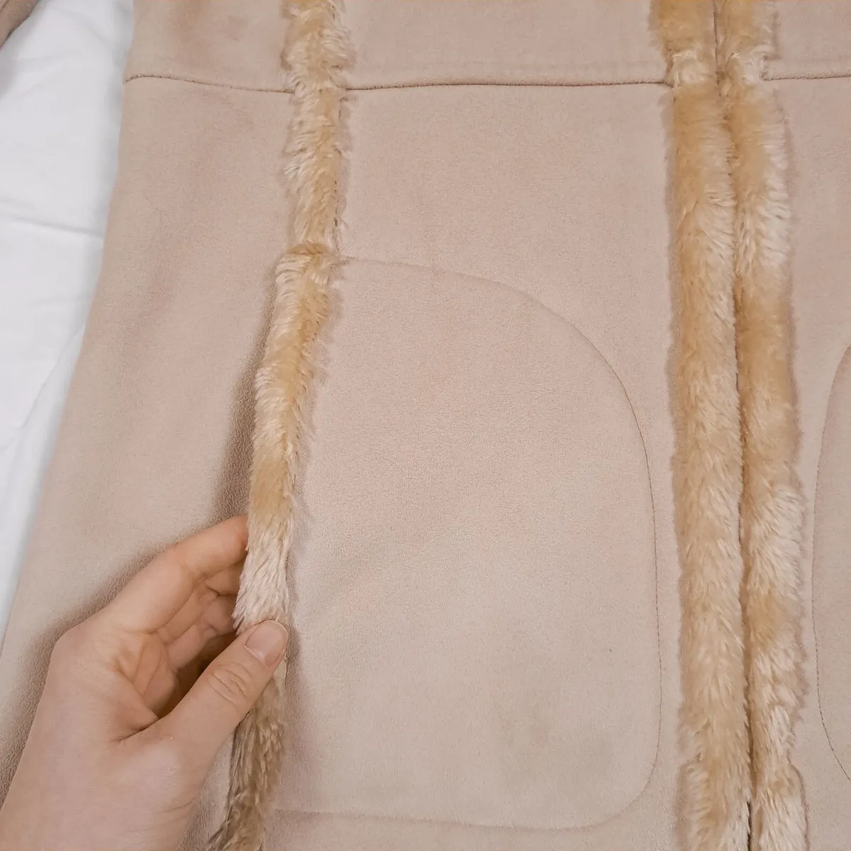 M&S Beige Cream Suede Shearling Jacket 12UK/40EU - Image 4