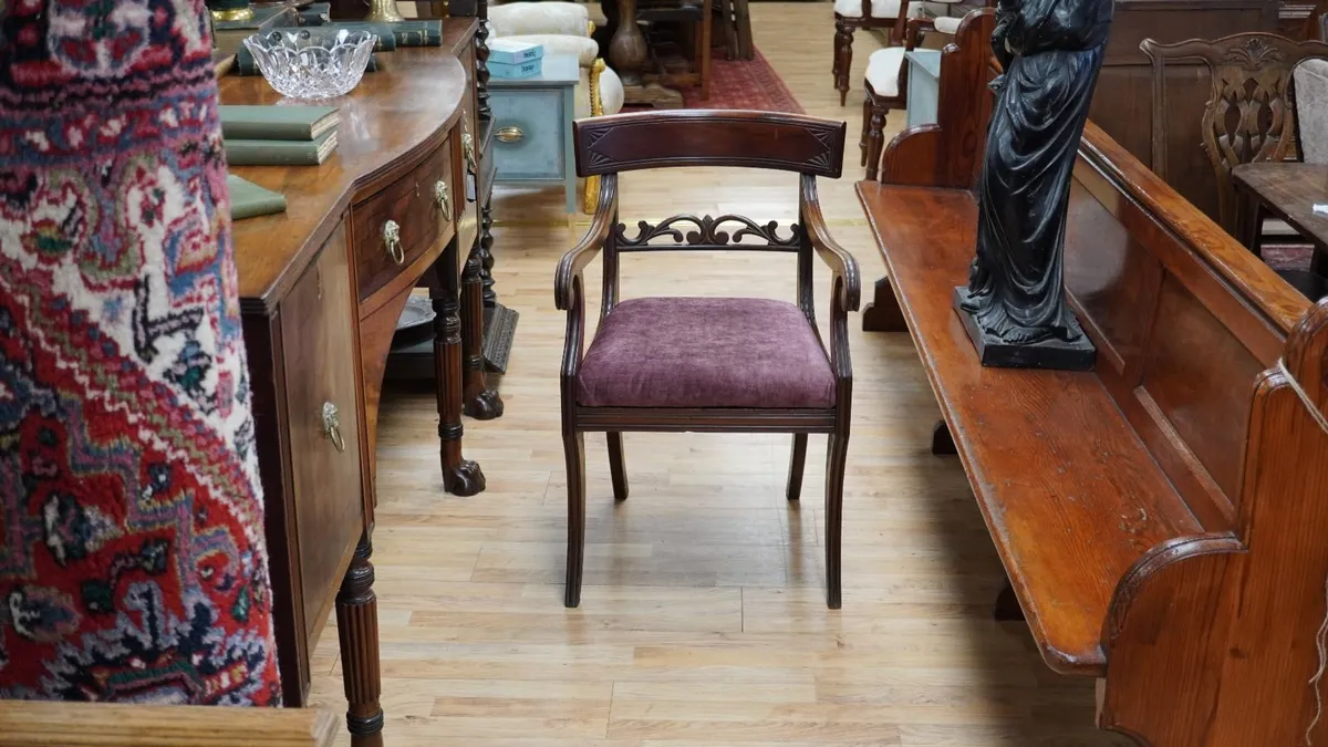 Regency Mahogany Open Armchair - Image 1