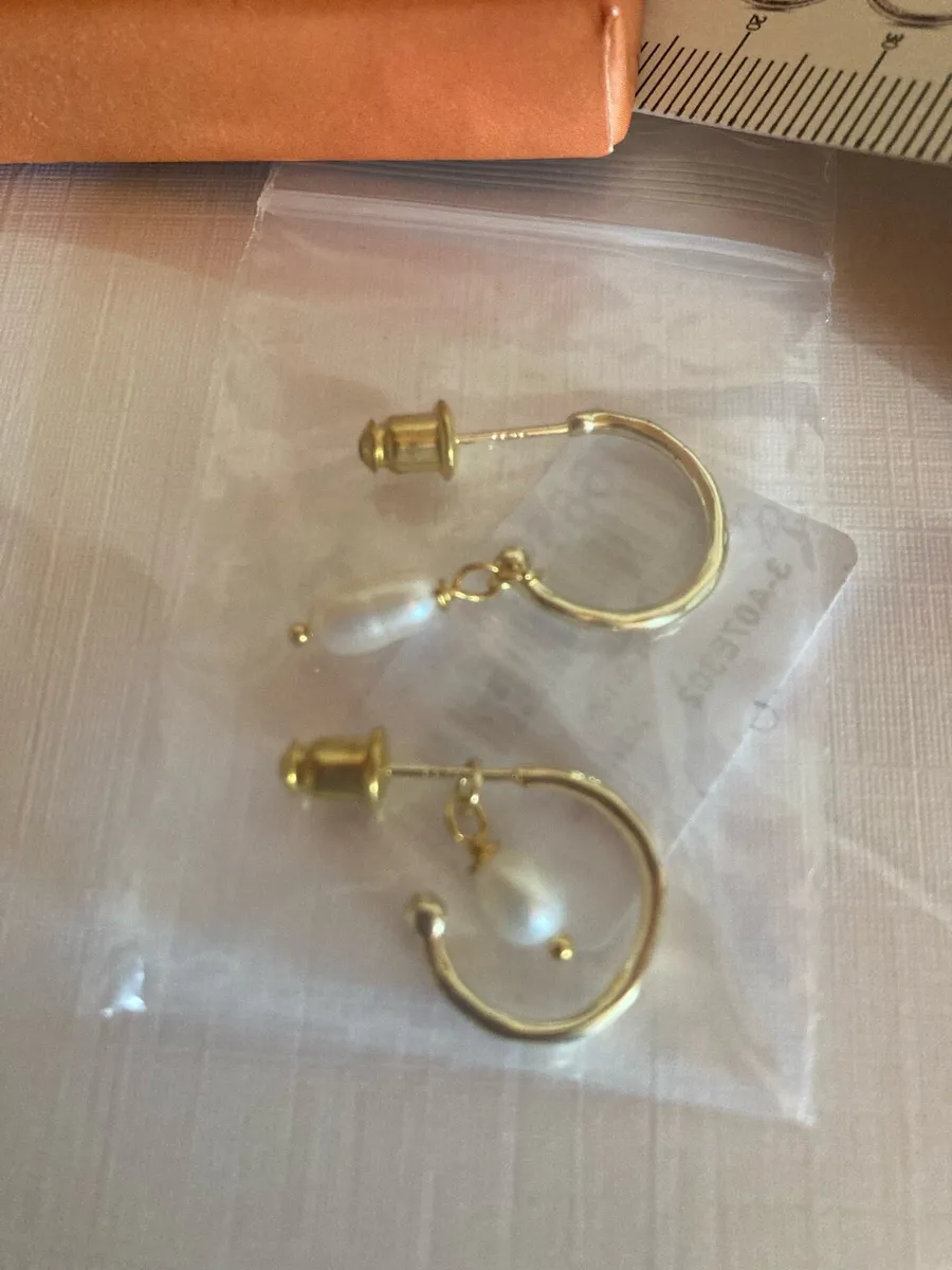 Sterling Silver earrings 14k gold plated - Image 2