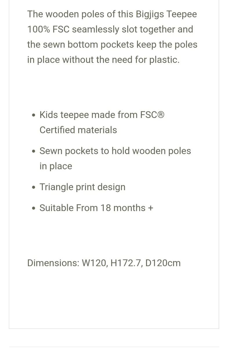 Child Teepee tent (Big Jigs toys) - Image 4