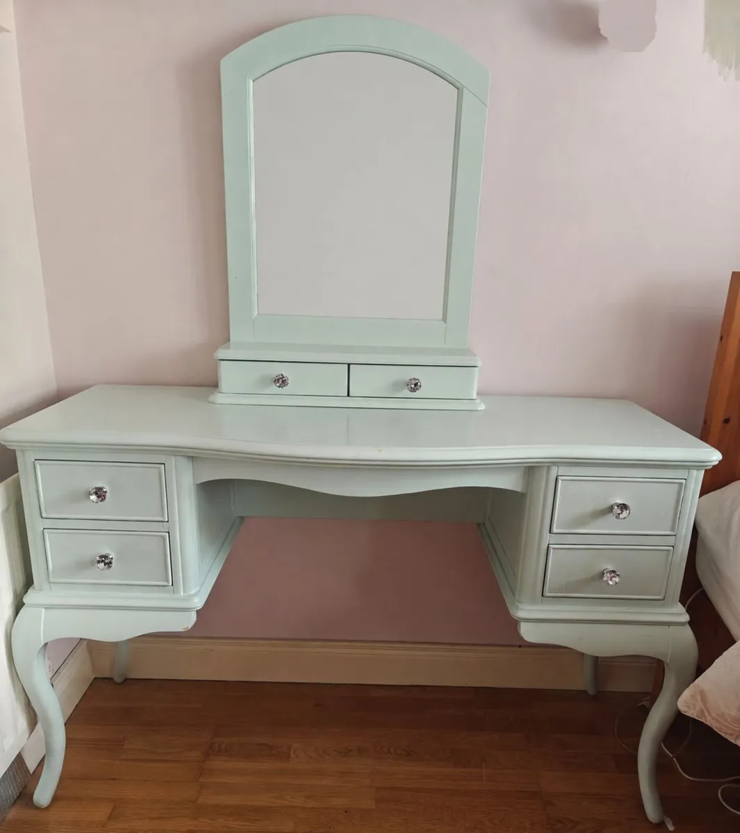 Vintage Solid Wood Dressing Table with Mirror